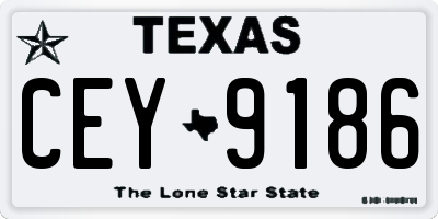 TX license plate CEY9186