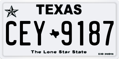 TX license plate CEY9187