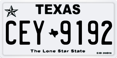 TX license plate CEY9192