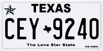 TX license plate CEY9240