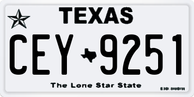 TX license plate CEY9251