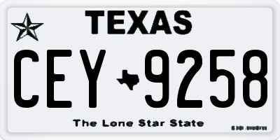 TX license plate CEY9258