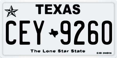 TX license plate CEY9260