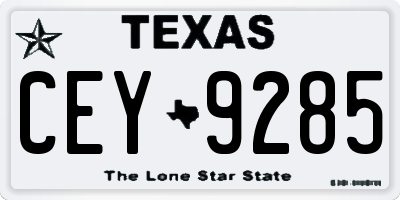 TX license plate CEY9285