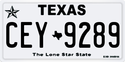 TX license plate CEY9289