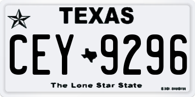 TX license plate CEY9296