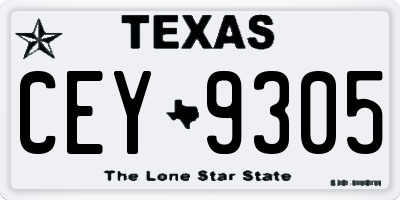 TX license plate CEY9305