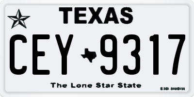 TX license plate CEY9317
