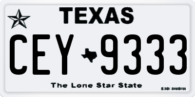 TX license plate CEY9333