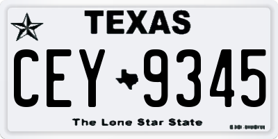 TX license plate CEY9345