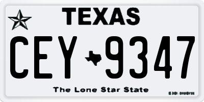 TX license plate CEY9347