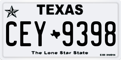 TX license plate CEY9398