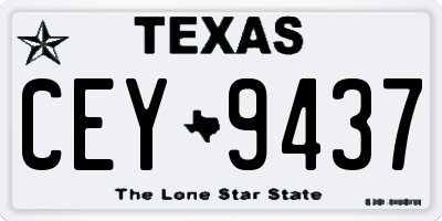 TX license plate CEY9437