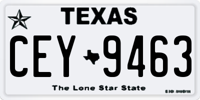 TX license plate CEY9463