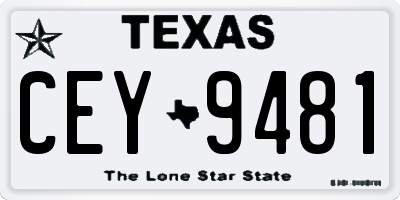 TX license plate CEY9481