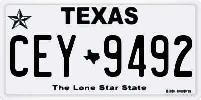 TX license plate CEY9492
