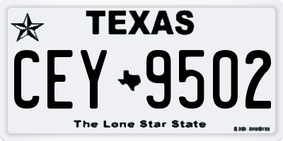 TX license plate CEY9502