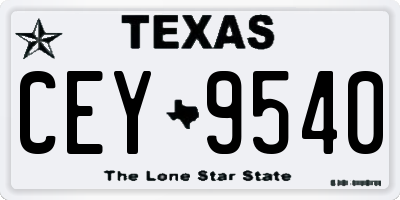 TX license plate CEY9540