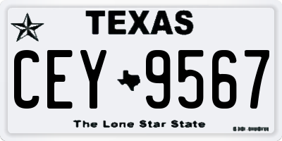 TX license plate CEY9567