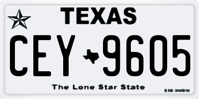 TX license plate CEY9605