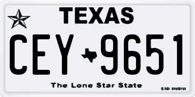TX license plate CEY9651