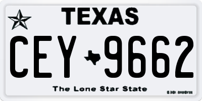 TX license plate CEY9662