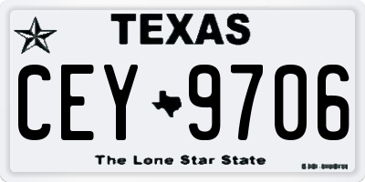 TX license plate CEY9706
