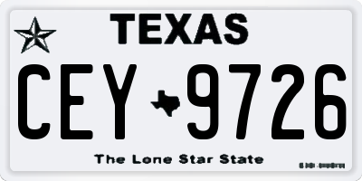 TX license plate CEY9726