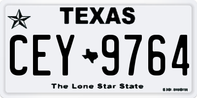 TX license plate CEY9764