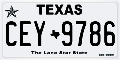 TX license plate CEY9786