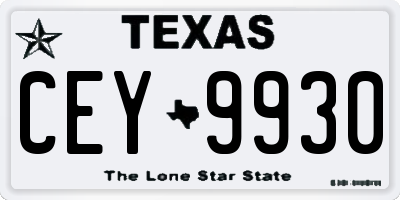 TX license plate CEY9930