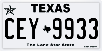 TX license plate CEY9933