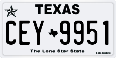 TX license plate CEY9951