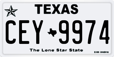 TX license plate CEY9974