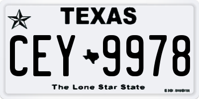TX license plate CEY9978