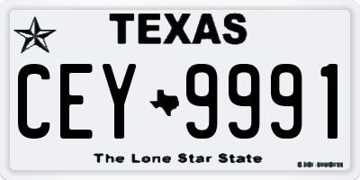 TX license plate CEY9991