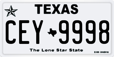 TX license plate CEY9998