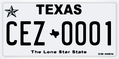 TX license plate CEZ0001