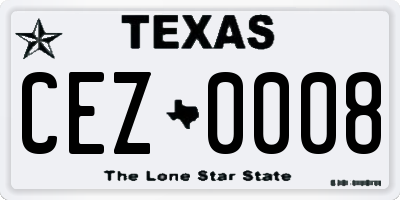 TX license plate CEZ0008