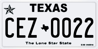 TX license plate CEZ0022