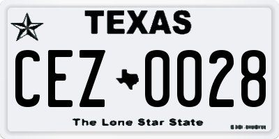 TX license plate CEZ0028
