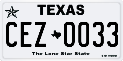 TX license plate CEZ0033