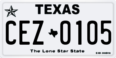 TX license plate CEZ0105