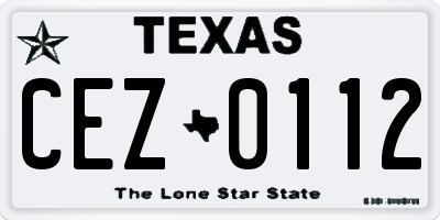 TX license plate CEZ0112