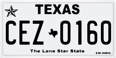 TX license plate CEZ0160