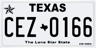 TX license plate CEZ0166