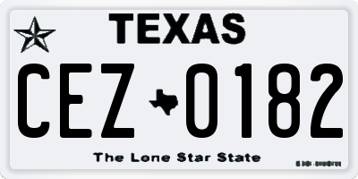 TX license plate CEZ0182