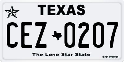 TX license plate CEZ0207