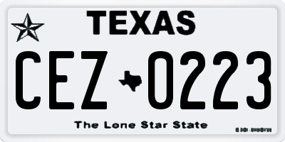 TX license plate CEZ0223
