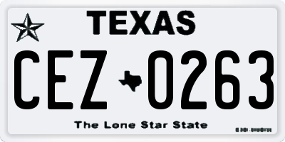 TX license plate CEZ0263